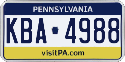 PA license plate KBA4988