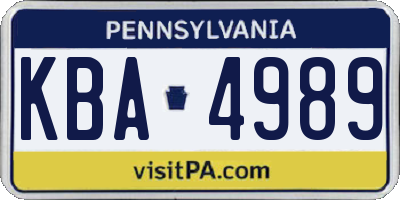 PA license plate KBA4989
