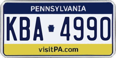 PA license plate KBA4990