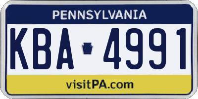 PA license plate KBA4991