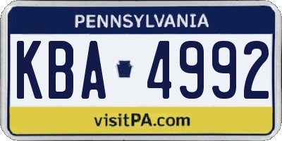 PA license plate KBA4992