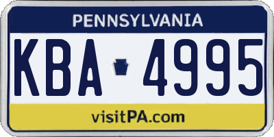 PA license plate KBA4995