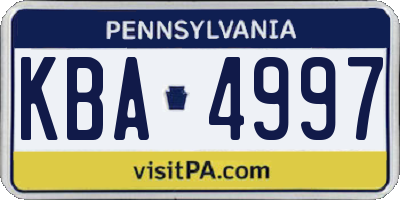 PA license plate KBA4997