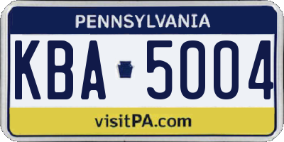 PA license plate KBA5004
