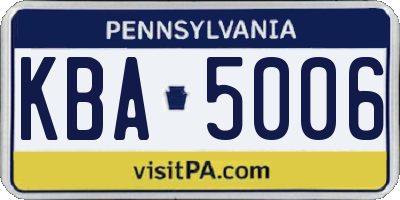 PA license plate KBA5006