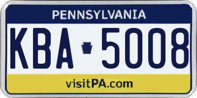 PA license plate KBA5008