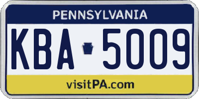 PA license plate KBA5009