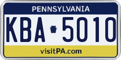 PA license plate KBA5010