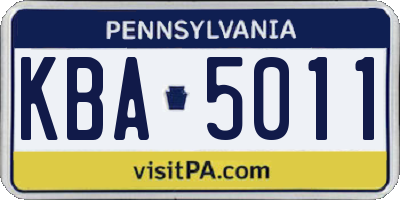 PA license plate KBA5011