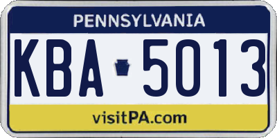 PA license plate KBA5013