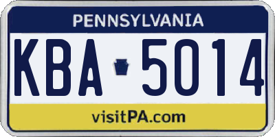 PA license plate KBA5014