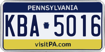 PA license plate KBA5016