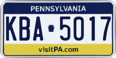 PA license plate KBA5017