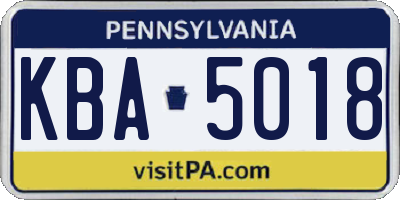 PA license plate KBA5018