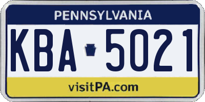 PA license plate KBA5021