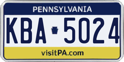 PA license plate KBA5024