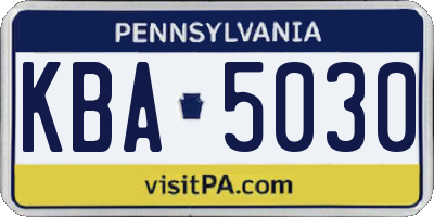 PA license plate KBA5030