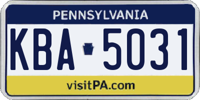 PA license plate KBA5031