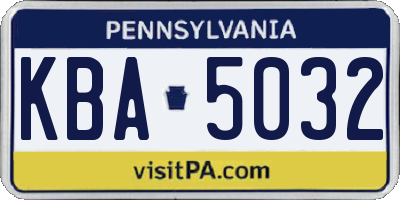 PA license plate KBA5032