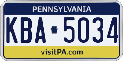 PA license plate KBA5034