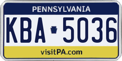 PA license plate KBA5036