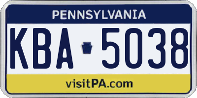 PA license plate KBA5038