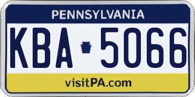 PA license plate KBA5066