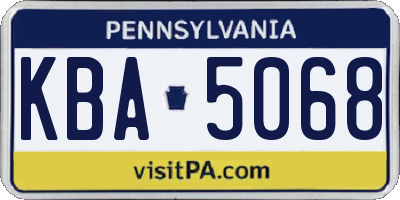 PA license plate KBA5068