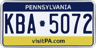 PA license plate KBA5072
