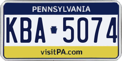 PA license plate KBA5074