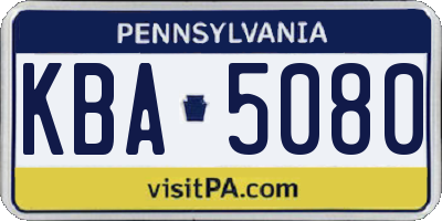 PA license plate KBA5080