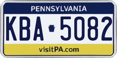 PA license plate KBA5082