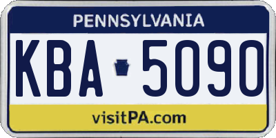 PA license plate KBA5090