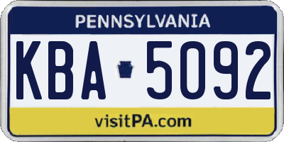 PA license plate KBA5092
