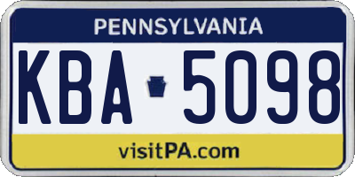 PA license plate KBA5098