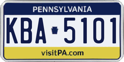 PA license plate KBA5101