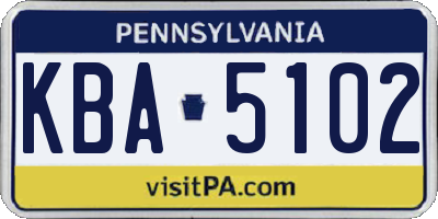 PA license plate KBA5102
