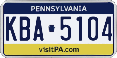 PA license plate KBA5104
