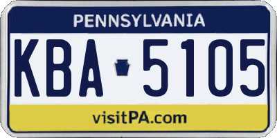 PA license plate KBA5105