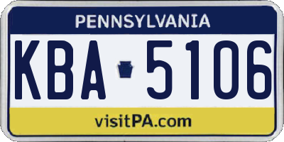 PA license plate KBA5106