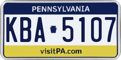 PA license plate KBA5107