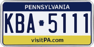 PA license plate KBA5111
