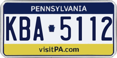 PA license plate KBA5112