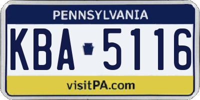 PA license plate KBA5116