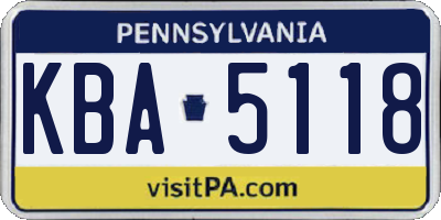 PA license plate KBA5118