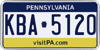 PA license plate KBA5120