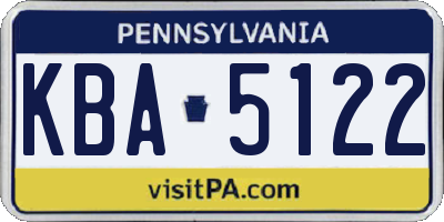 PA license plate KBA5122