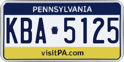 PA license plate KBA5125