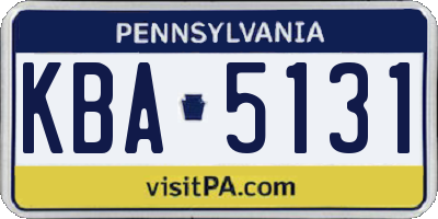 PA license plate KBA5131
