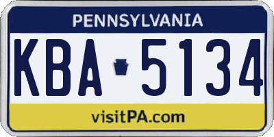 PA license plate KBA5134